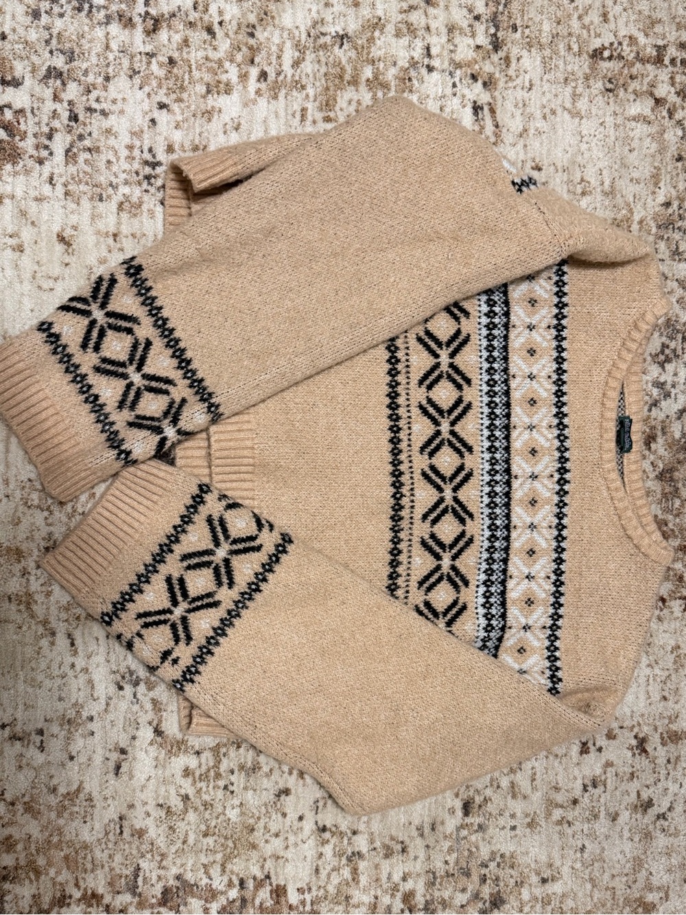 Woman’s Beige Fair Isle Knit Sweater